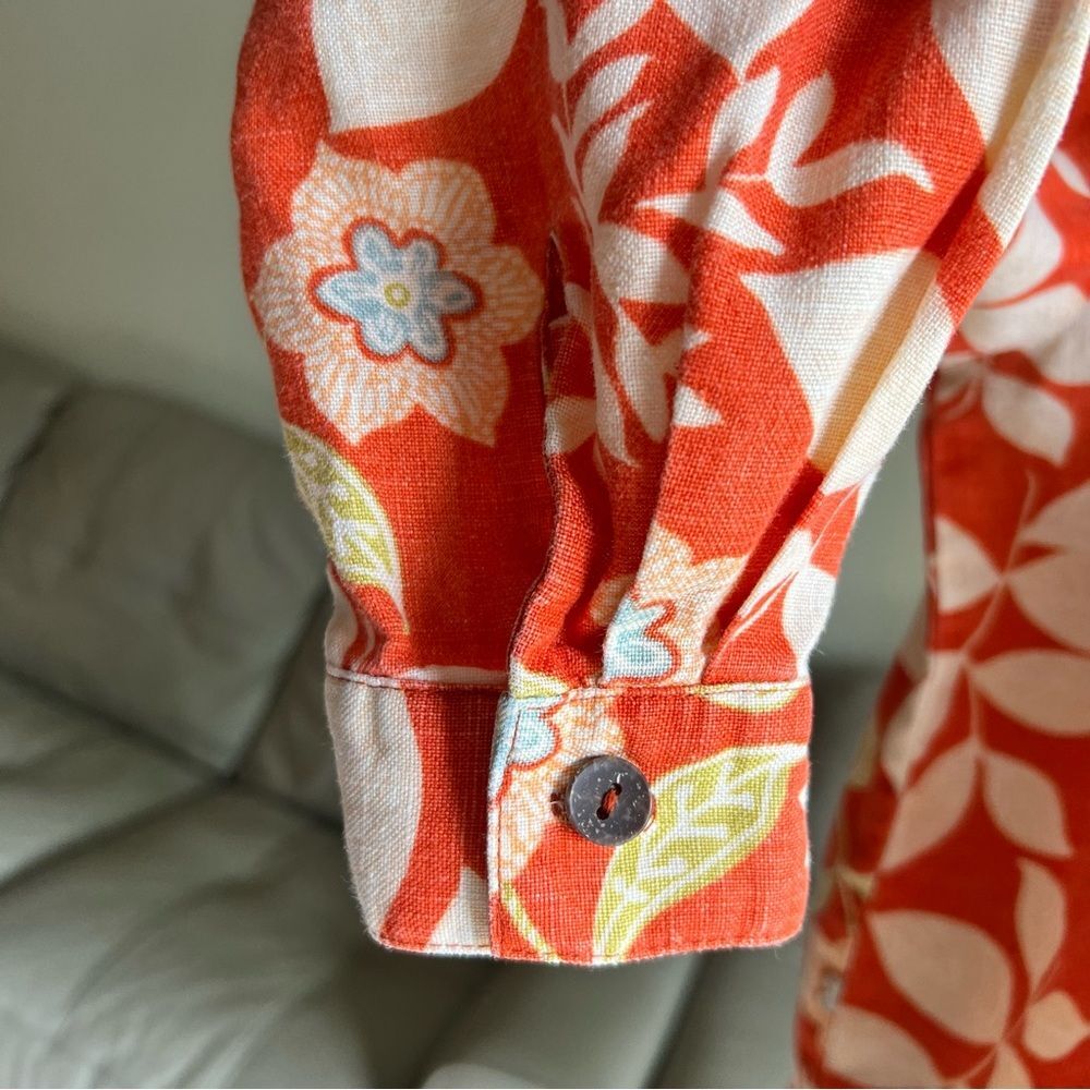 Spiegel Red/Orange Floral Button Down Shirt - Picture 4 of 16